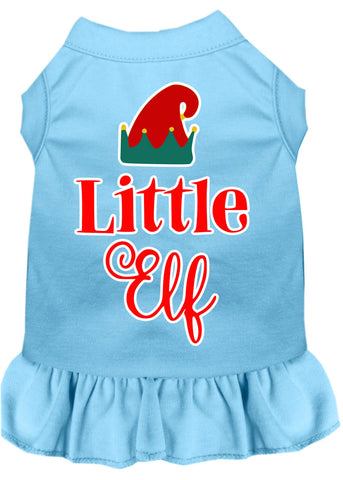 Little Elf Screen Print Dog Dress Baby Blue Xl