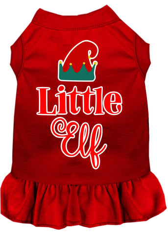 Little Elf Screen Print Dog Dress Red Lg