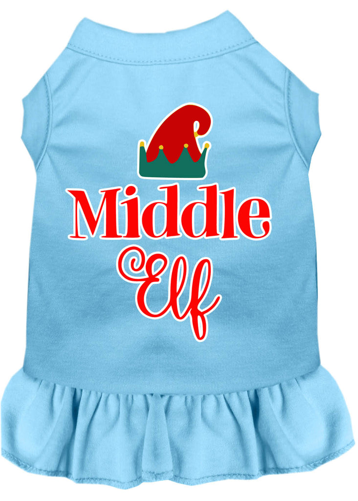 Middle Elf Screen Print Dog Dress Baby Blue 4x