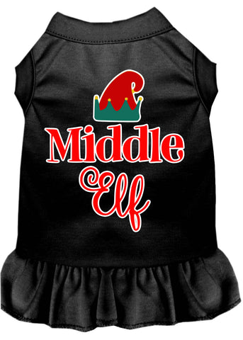 Middle Elf Screen Print Dog Dress Black 4x