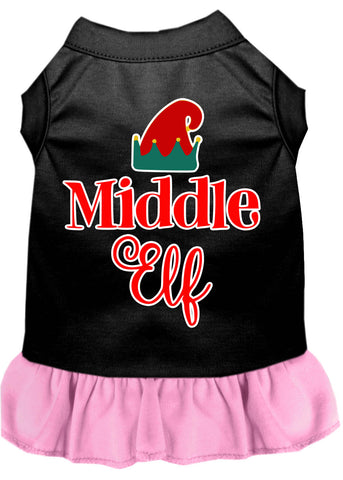 Middle Elf Screen Print Dog Dress Black With Light Pink Xl