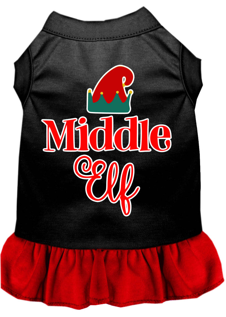 Middle Elf Screen Print Dog Dress Black With Red Lg