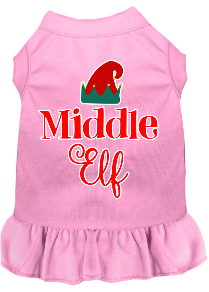 Middle Elf Screen Print Dog Dress Light Pink Sm