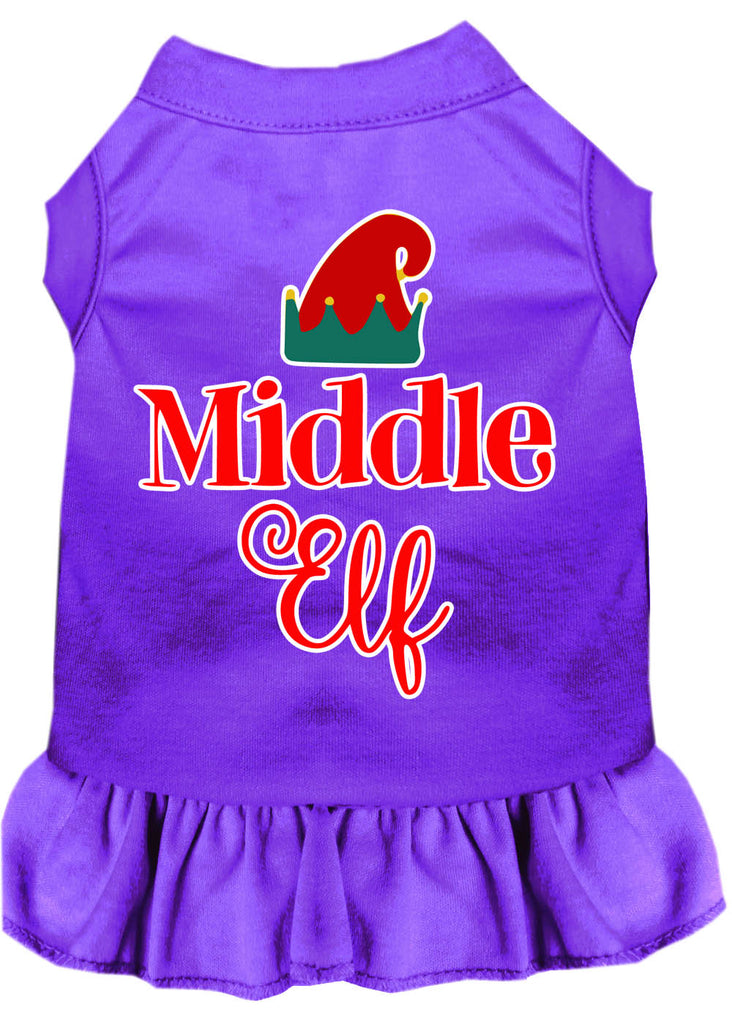 Middle Elf Screen Print Dog Dress Purple 4x