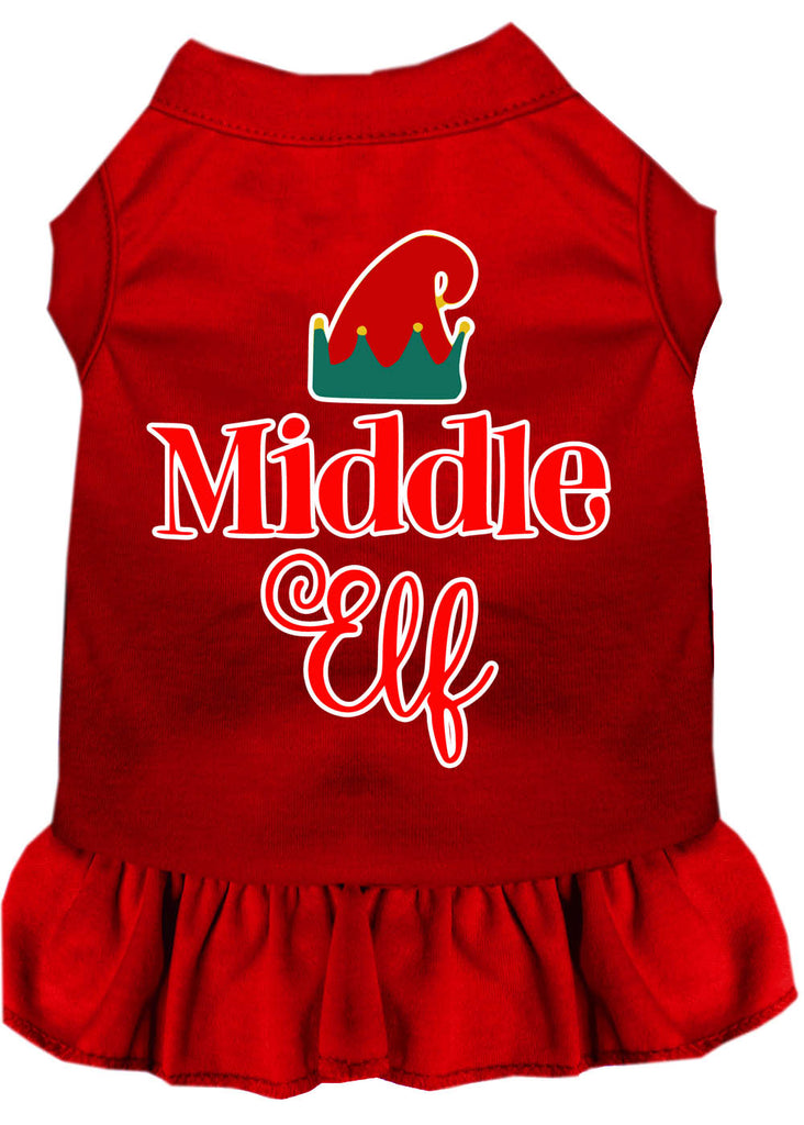 Middle Elf Screen Print Dog Dress Red Xs