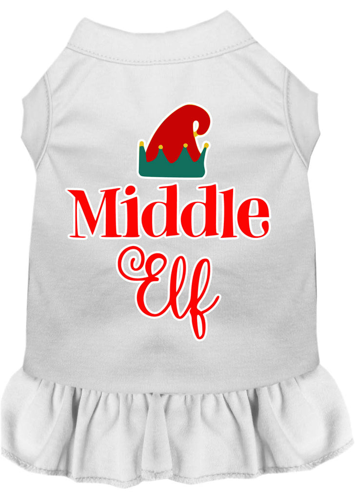 Middle Elf Screen Print Dog Dress White 4x