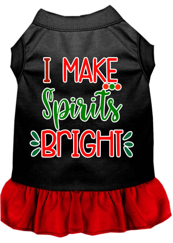 I Make Spirits Bright Screen Print Dog Dress Black With Red Xxl