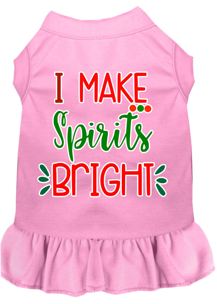 I Make Spirits Bright Screen Print Dog Dress Light Pink Med