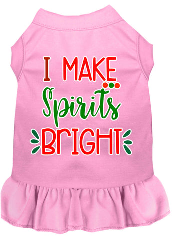 I Make Spirits Bright Screen Print Dog Dress Light Pink Xl