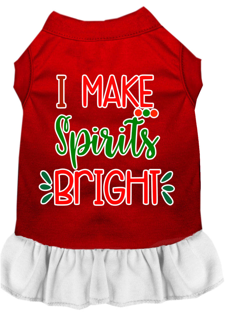 I Make Spirits Bright Screen Print Dog Dress Red With White Xs