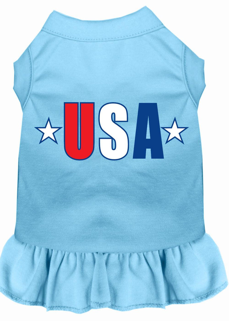 Usa Star Screen Print Dress Baby Blue 4x (22)