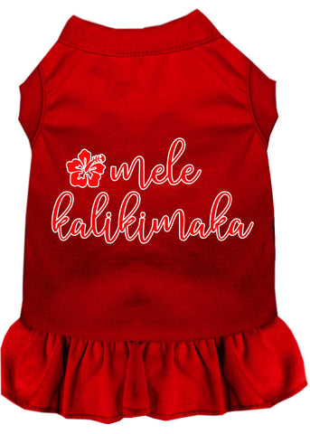 Mele Kalikimaka Screen Print Dog Dress Red Lg