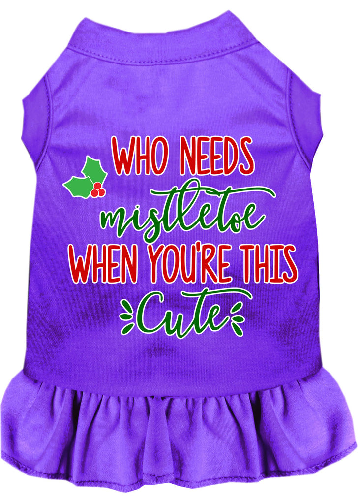 Who Needs Mistletoe Screen Print Dog Dress Purple 4x