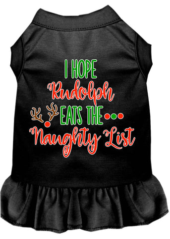 Hope Rudolph Eats Naughty List Screen Print Dog Dress Black 4x