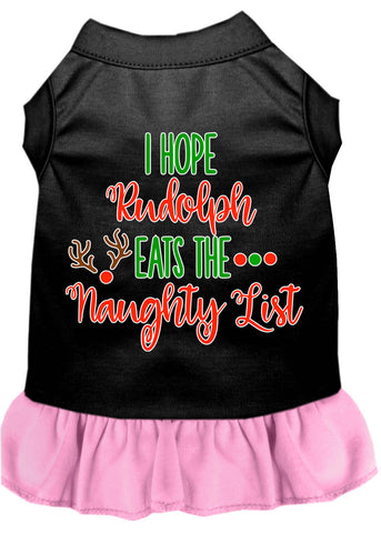 Hope Rudolph Eats Naughty List Screen Print Dog Dress Black With Light Pink Sm