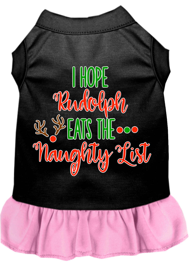 Hope Rudolph Eats Naughty List Screen Print Dog Dress Black With Light Pink Xl