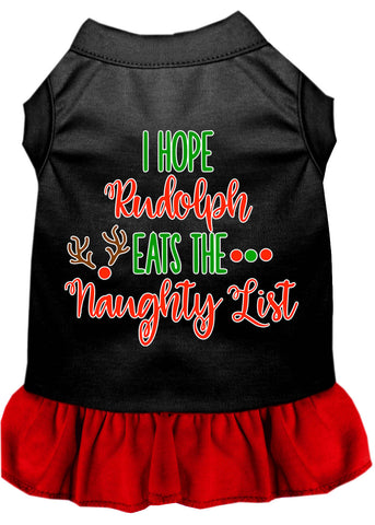 Hope Rudolph Eats Naughty List Screen Print Dog Dress Black With Red Med