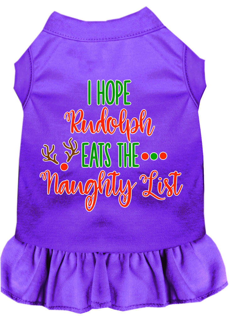 Hope Rudolph Eats Naughty List Screen Print Dog Dress Purple Med