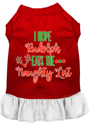 Hope Rudolph Eats Naughty List Screen Print Dog Dress Red With White Sm