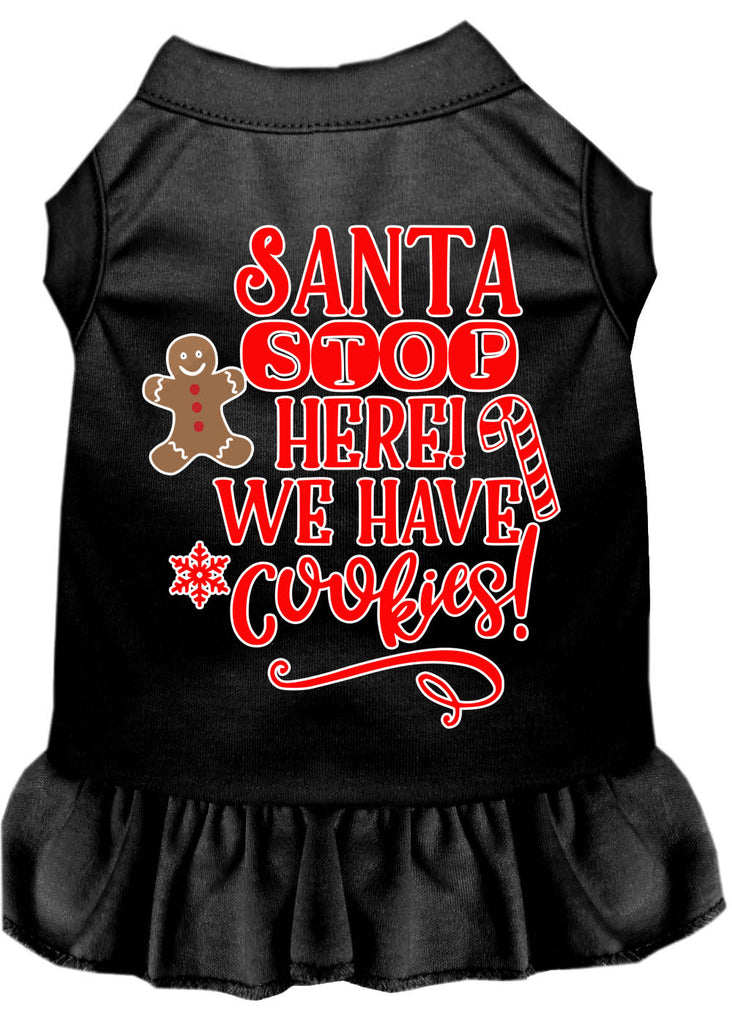 Santa, We Have Cookies Screen Print Dog Dress Black 4x