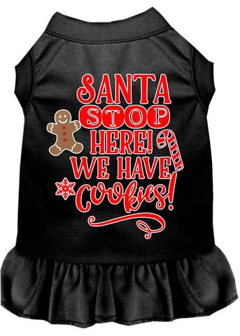 Santa, We Have Cookies Screen Print Dog Dress Black Lg