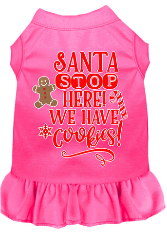 Santa, We Have Cookies Screen Print Dog Dress Bright Pink Sm