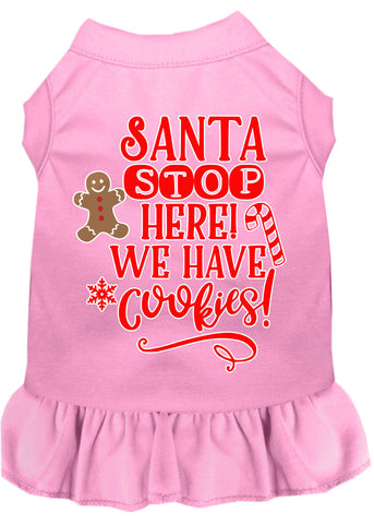 Santa, We Have Cookies Screen Print Dog Dress Light Pink 4x