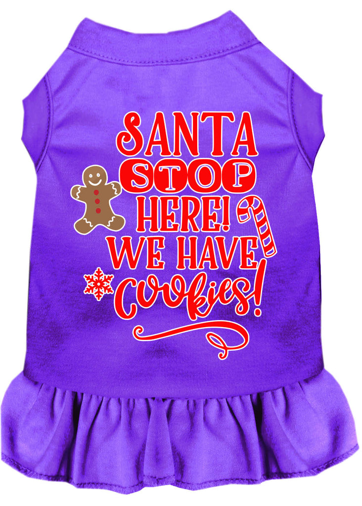 Santa, We Have Cookies Screen Print Dog Dress Purple 4x