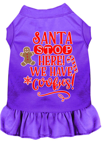 Santa, We Have Cookies Screen Print Dog Dress Purple 4x