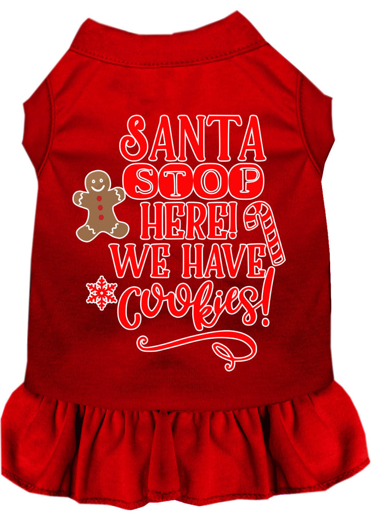 Santa, We Have Cookies Screen Print Dog Dress Red Med