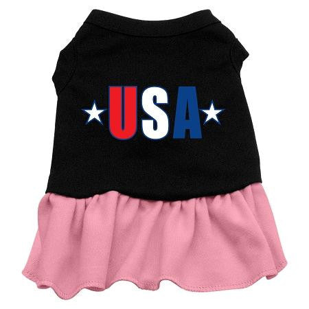 USA Star Screen Print Dress Black with Pink Lg (14)