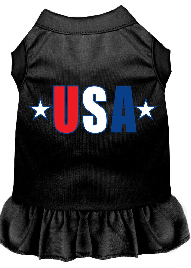 Usa Star Screen Print Dress Black Xs (8)