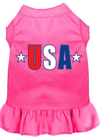 Usa Star Screen Print Dress Bright Pink Xs (8)