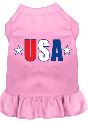 Usa Star Screen Print Dress Light Pink Xs (8)