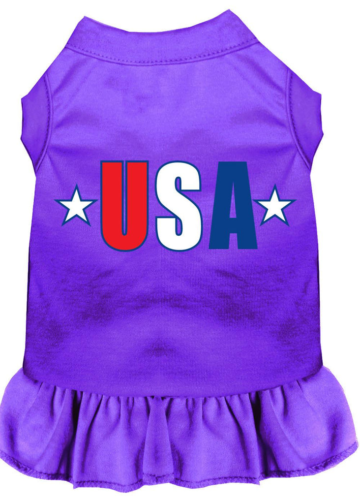 Usa Star Screen Print Dress Purple Xs (8)