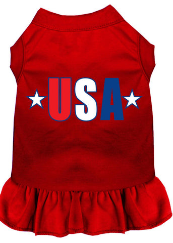 Usa Star Screen Print Dress Red Xs (8)