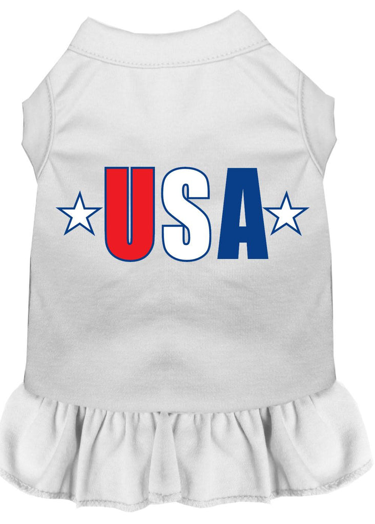 Usa Star Screen Print Dress White Xs (8)