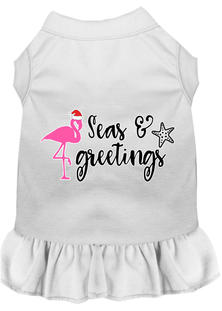 Seas And Greetings Screen Print Dog Dress White 4x