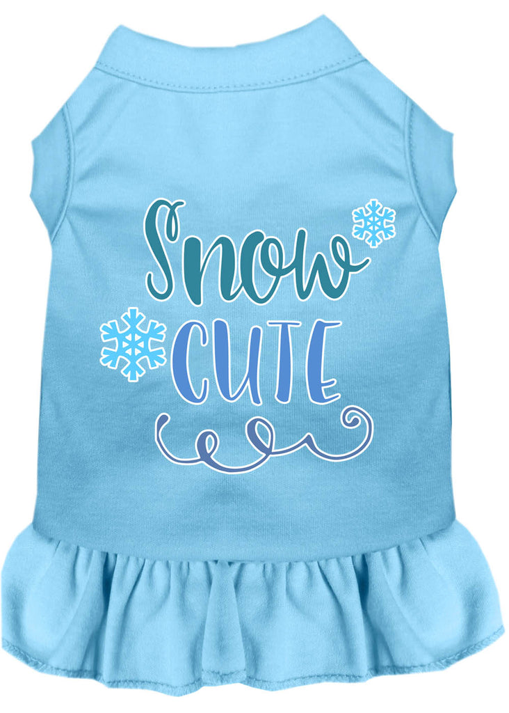 Snow Cute Screen Print Dog Dress Baby Blue Lg