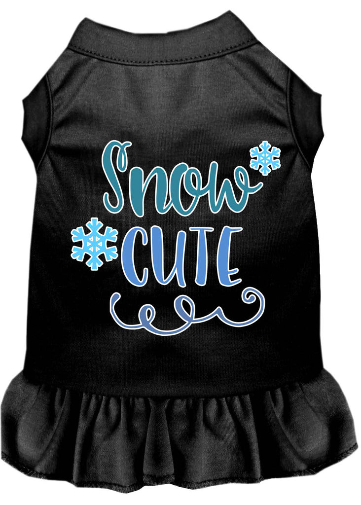 Snow Cute Screen Print Dog Dress Black 4x