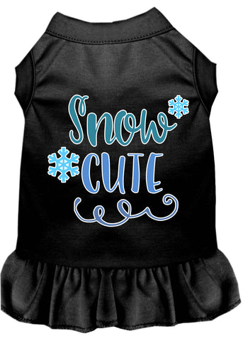 Snow Cute Screen Print Dog Dress Black 4x