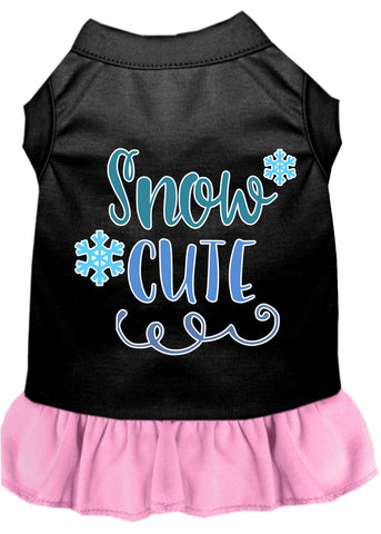 Snow Cute Screen Print Dog Dress Black With Light Pink Lg