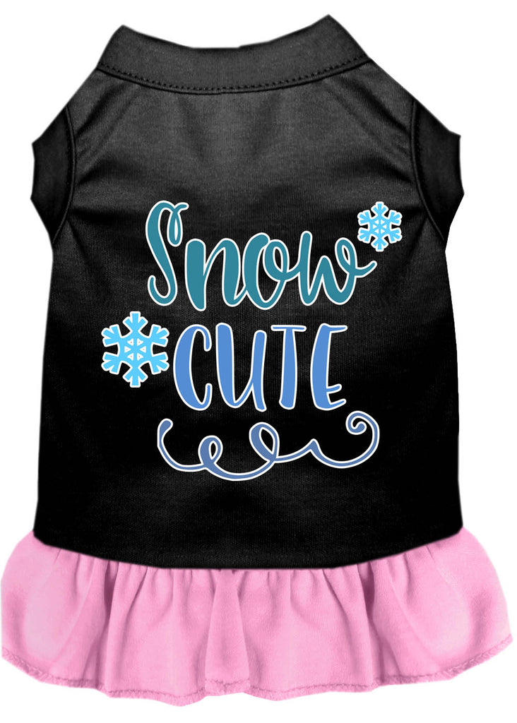 Snow Cute Screen Print Dog Dress Black With Light Pink Xl