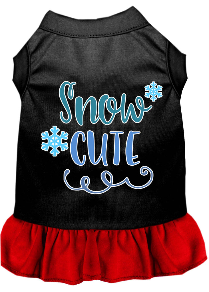 Snow Cute Screen Print Dog Dress Black With Red Lg