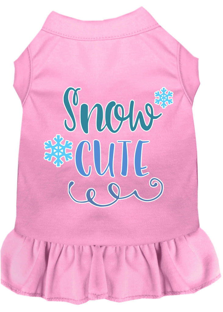 Snow Cute Screen Print Dog Dress Light Pink Med