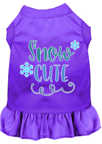 Snow Cute Screen Print Dog Dress Purple 4x