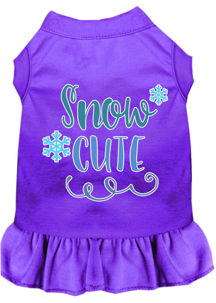 Snow Cute Screen Print Dog Dress Purple Med