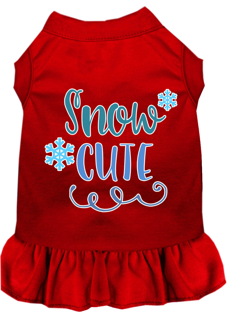 Snow Cute Screen Print Dog Dress Red 4x