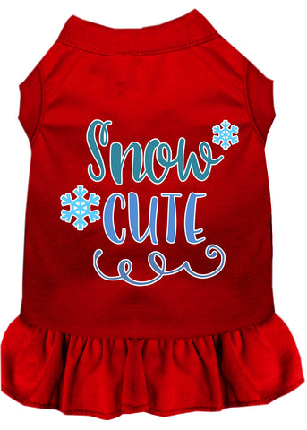 Snow Cute Screen Print Dog Dress Red Med