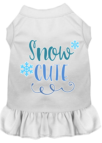 Snow Cute Screen Print Dog Dress White Med